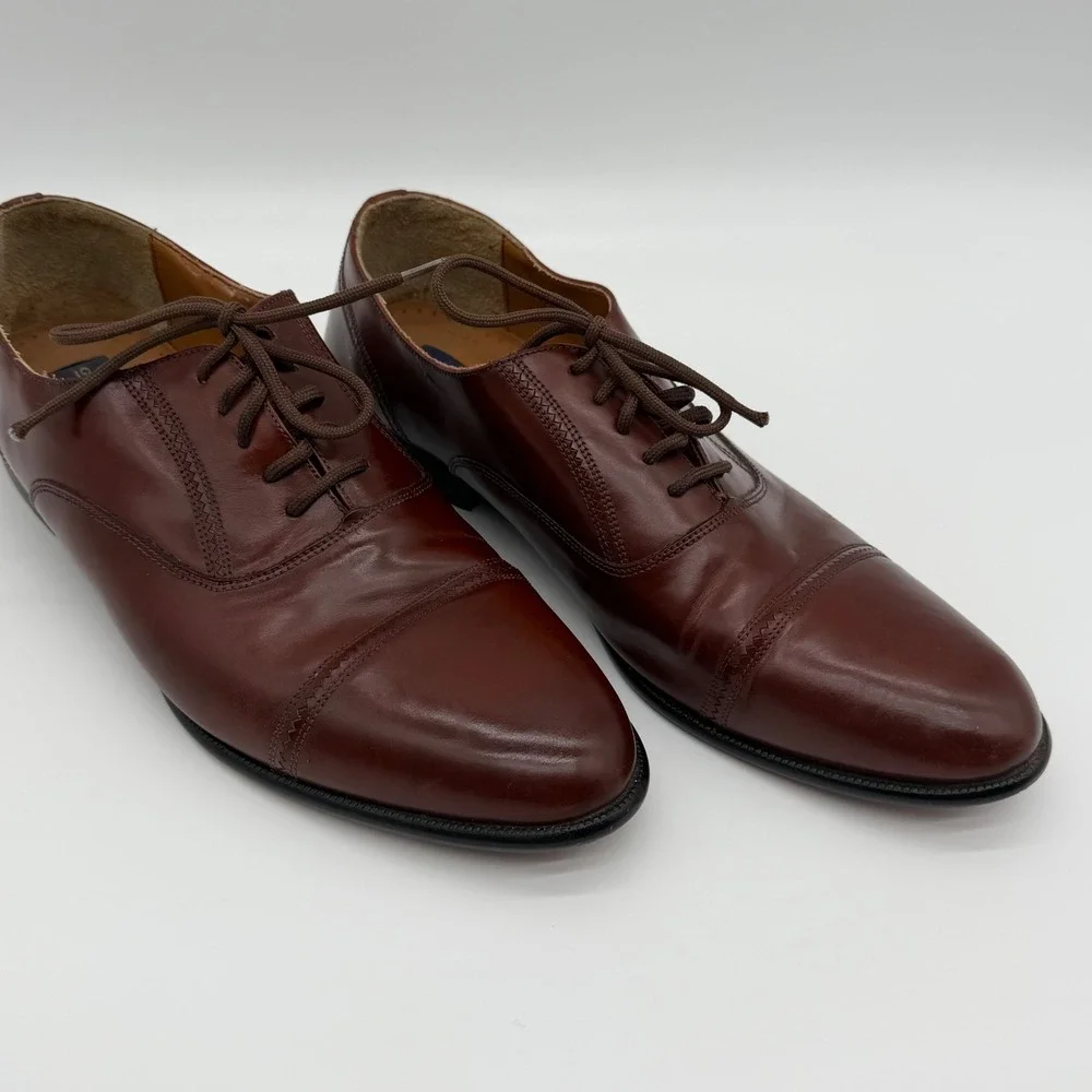 Giorgio Brutini Mens 11 D Burgundy Leather Cap Toe Oxford Dress Shoes Brazil